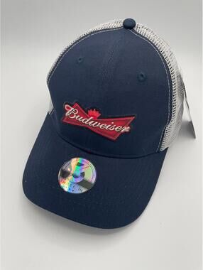 Budweiser Embroidered Trucker Hat Beer Red White And Blue Bud NWT Adjustable